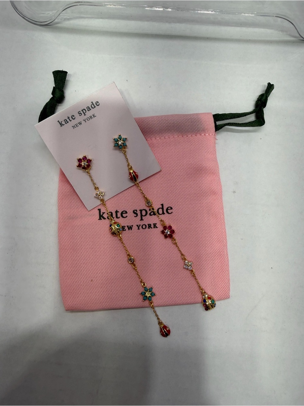 Kate Spade New York Nature Walk Ladybug Linear Earrings NWT